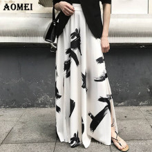 M L Vintage Floor Length Bohemian Long Printed Chiffon Skirt Girl